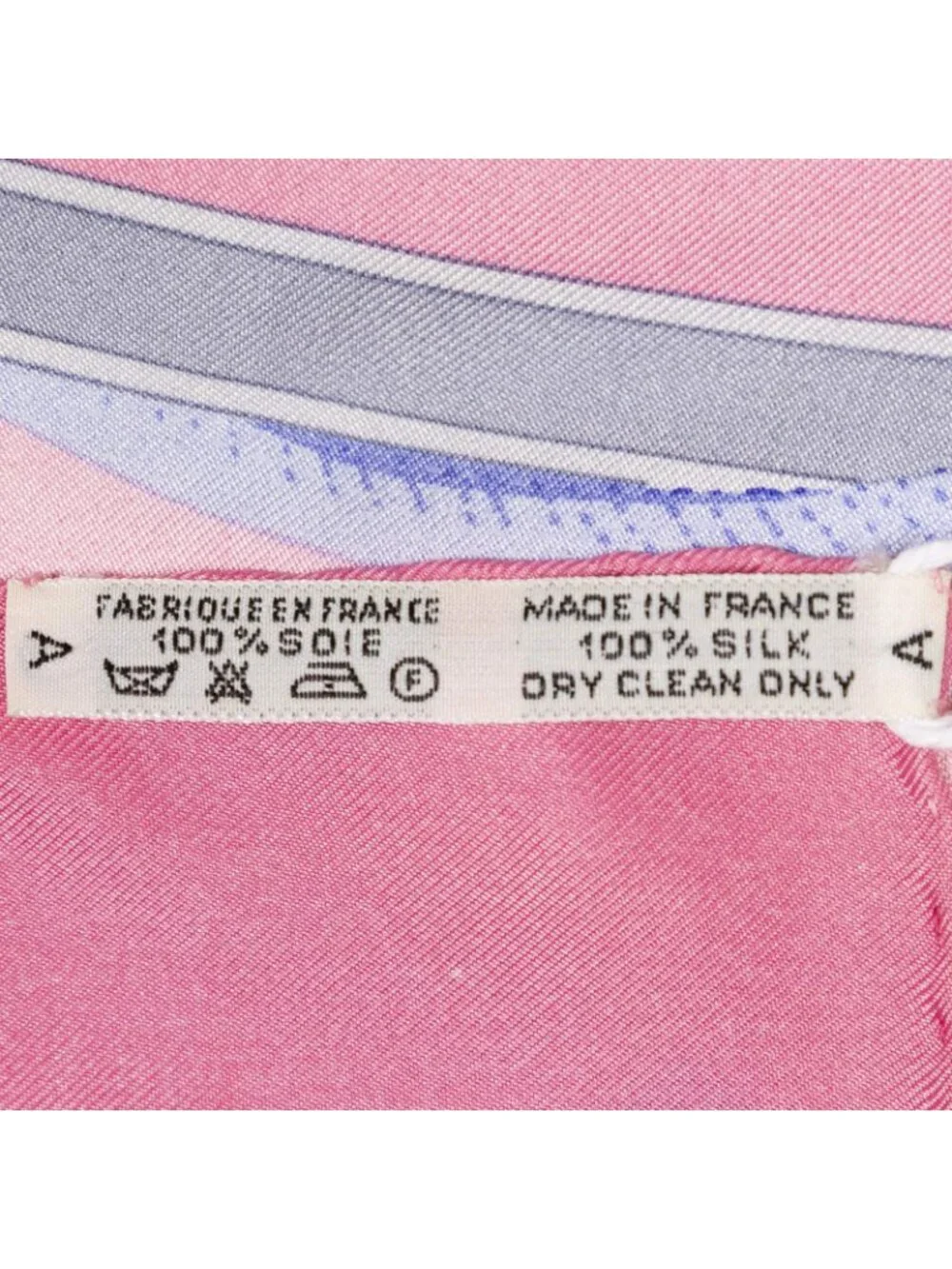 Hermes Scarf Light Pink Yellow Blue Twill Silk